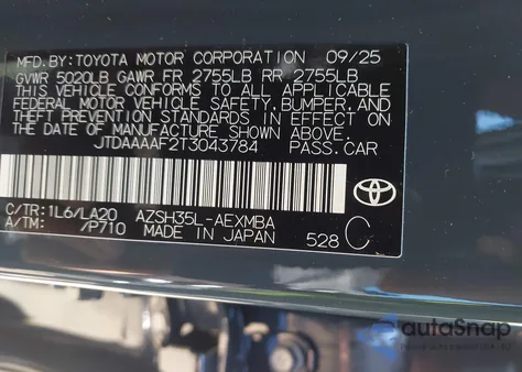 2026 Toyota Crown Xle from USA, damaged, VIN JTDAAAAF2T3043784